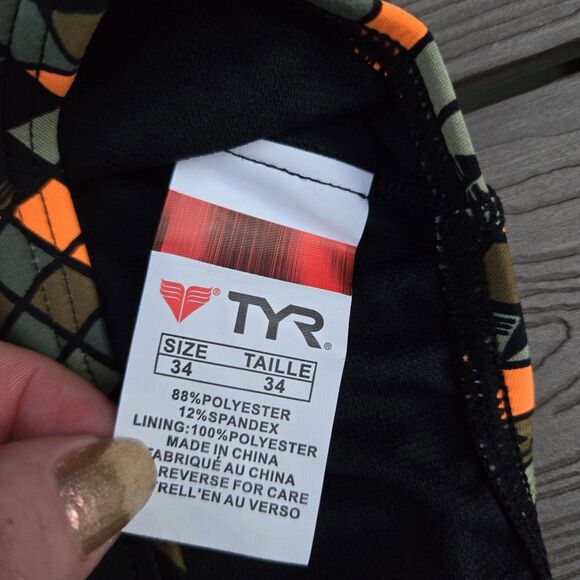 TYR Durafast Retro Check Women Crosscutfit Orange/camo 1 Pc Swimsuit SZ 34 New - Picture 4 of 4